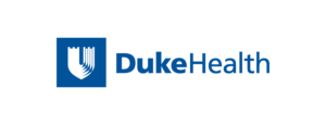 Duke Health Logo. The text reads "DukeHealth". It is duke-blue. There is a blue box symbol in the shape of a U. 